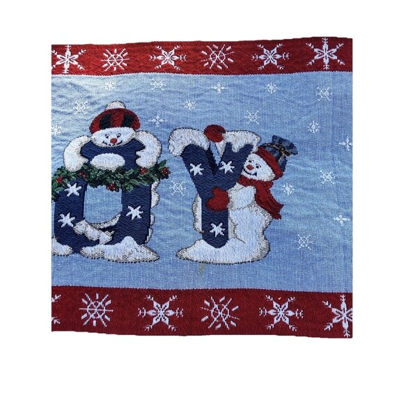 Christmas Tapestry Table Runner Snowman Joy Holiday 68" x 12” Kitchen Linens - Picture 2 of 5
